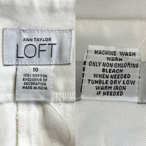 Ann Taylor LOFT Ann Pants Cropped 10 White Embroidered Flowers - Picture 8 of 11
